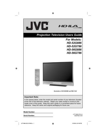 Onscreen Menus. JVC HD-56G786, Projection Television HD-52G886, HD-ILA HD-56G886, HD-ILA HD-52G886, HD-52G786, HD-56G886, HD-52G886 | Manualzz