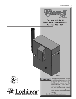 Lochinvar Knight XL 400 - Installation Instructions, Instructions