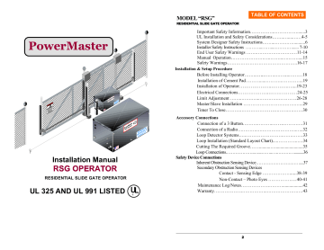 Powermaster RSG Installation manual | Manualzz