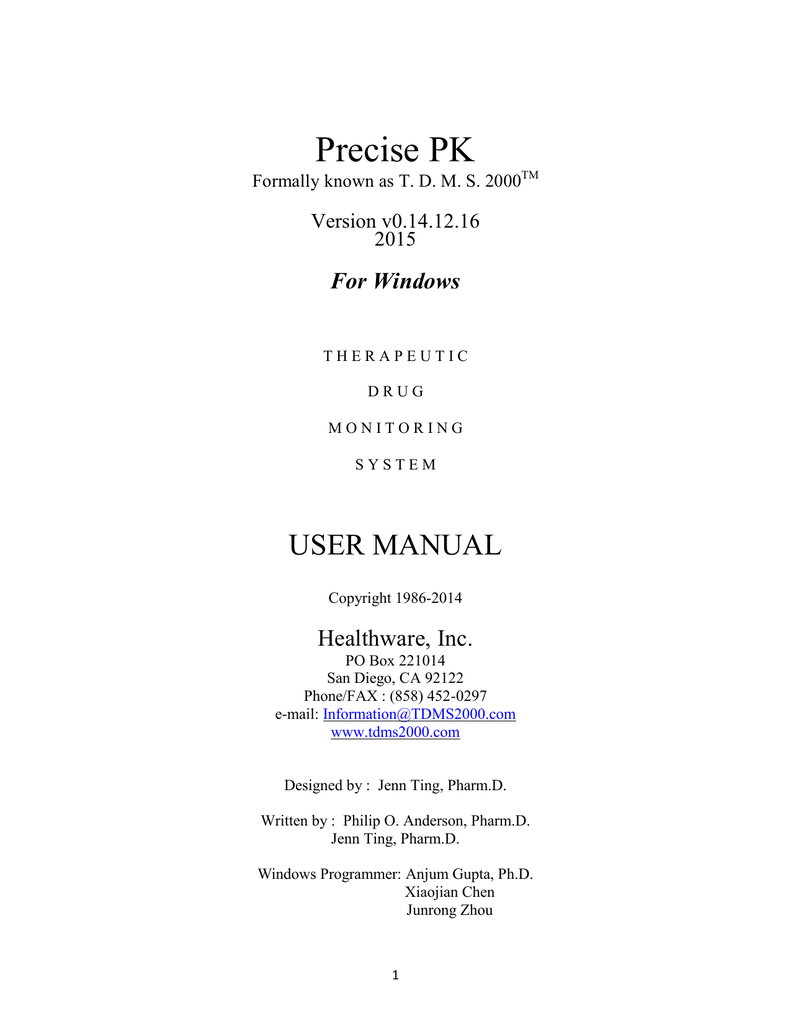 Precise PK User Manual Manualzz
