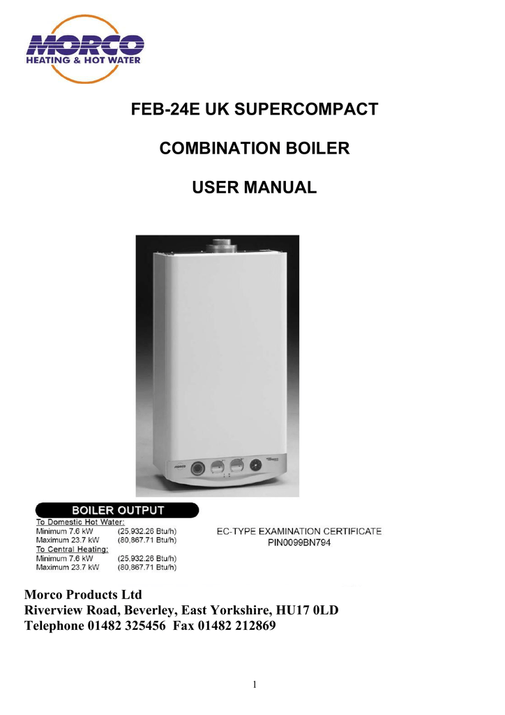 FEB24E Combination Boiler User Manual Manualzz