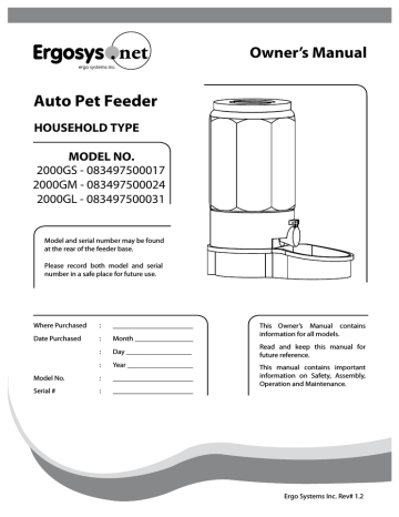 Ergo systems best sale auto pet feeder