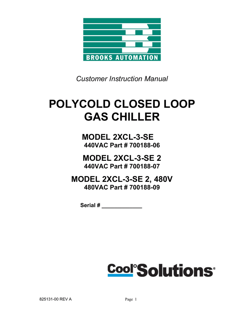 Polycold Closed Loop Gas Chiller (825131) | Manualzz