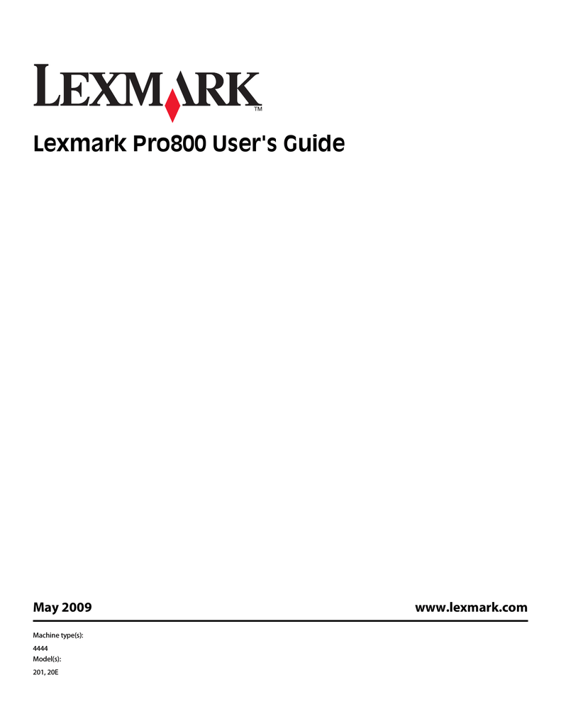 Lexmark Pro800 Printer User manual | Manualzz