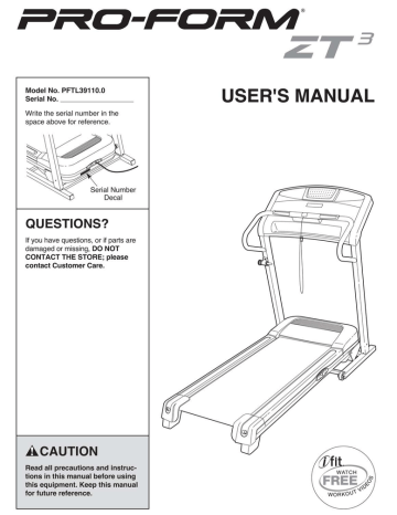 Pro-Form PFTL39110.0 User manual | Manualzz