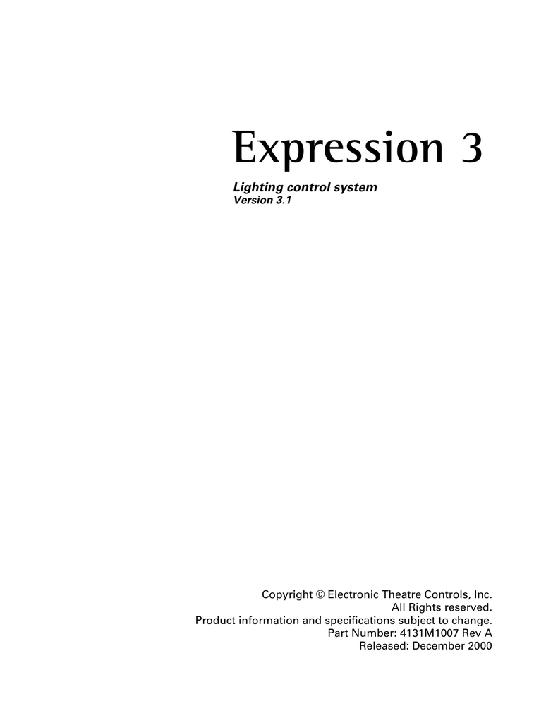 Expression 3 Manualzz