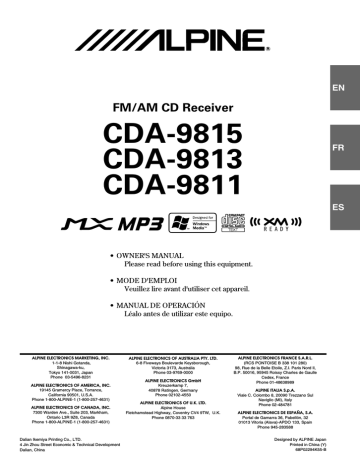 Bass Focus. Alpine CDA-9813, CDA-9815, CDA-9811 | Manualzz