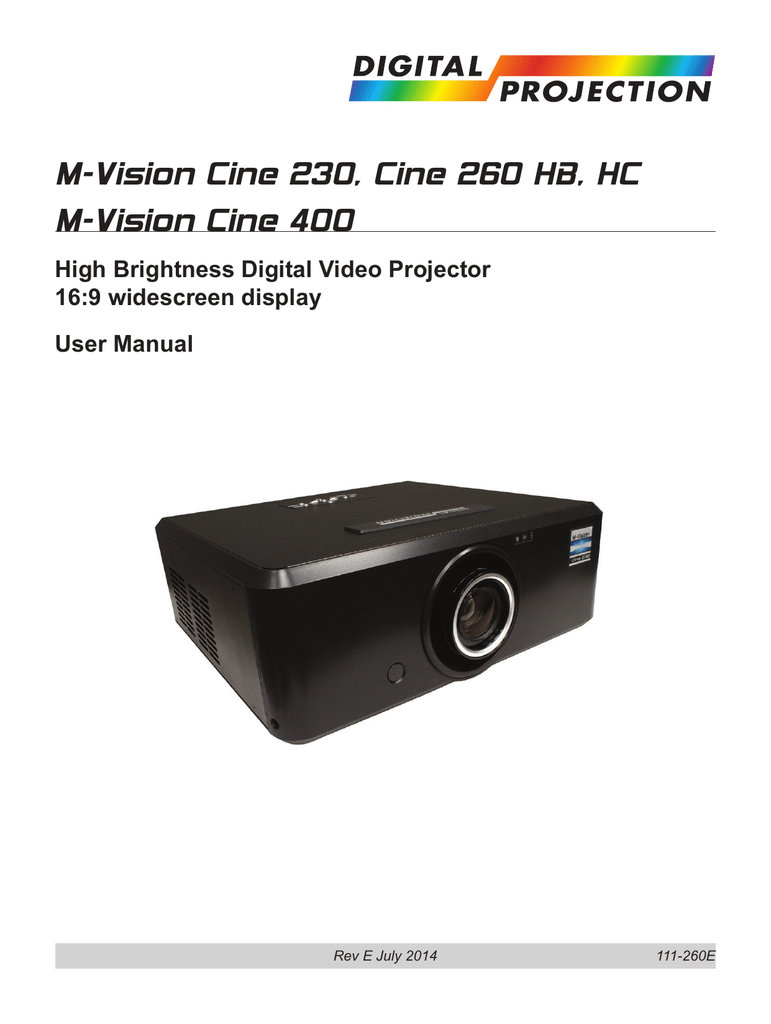 Digital Projection MVision Cine 400 Projector User Manual Manualzz