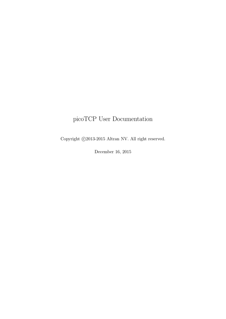 Picotcp User Documentation Manualzz