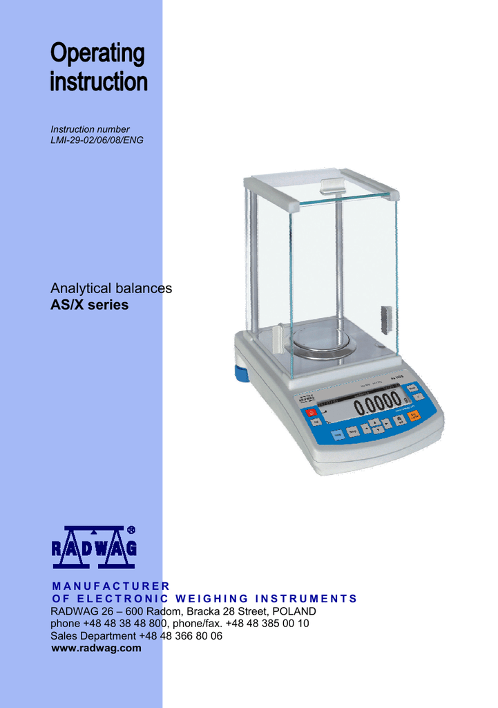 Operating Instruction Analytical Balances ASX series Manualzz