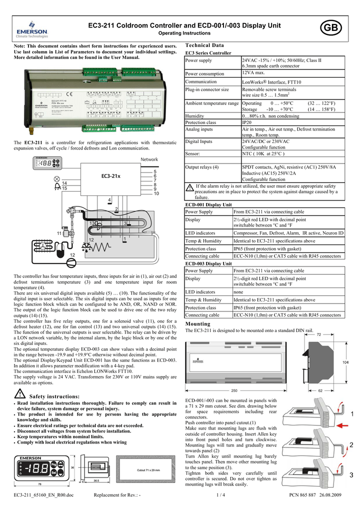 Ec3 211 Coldroom Controller And Ecd 001 Manualzz Com