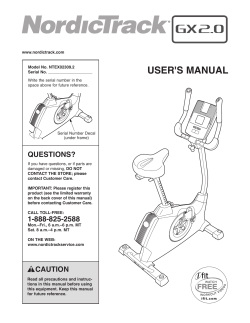 NordicTrack Gx2 Sport Bike Manual Owner s manual User manual