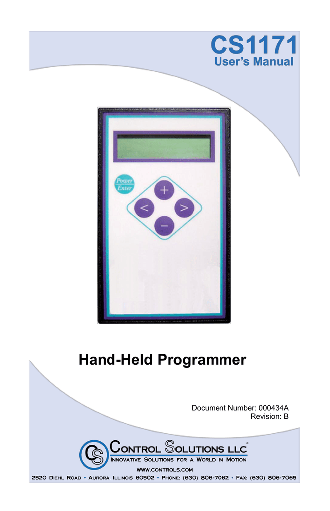 CS1171 Hand-Held Programmer | Manualzz