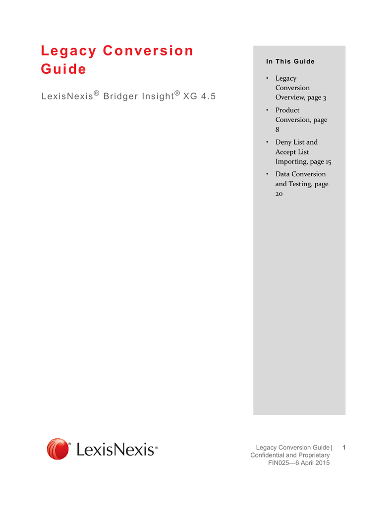 Legacy Conversion Guide Manualzz