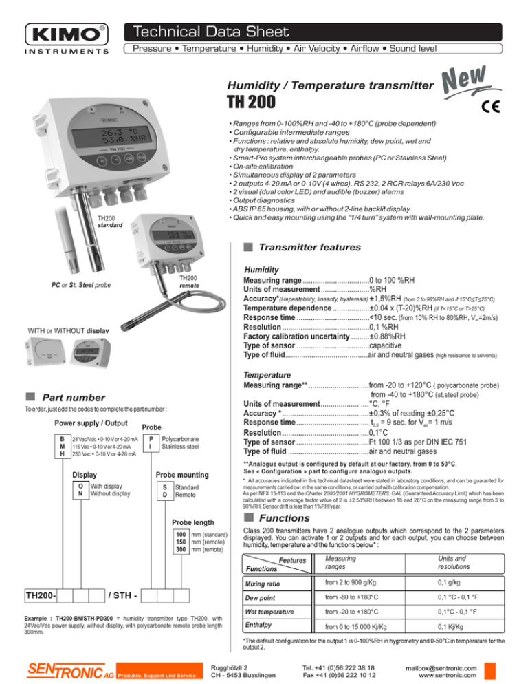 Kimo Humidity Temperature Transmitter Th 0 Manualzz