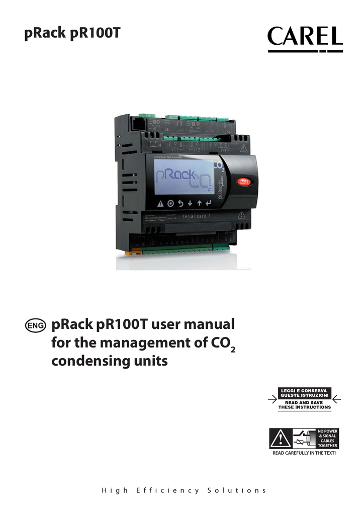 PRack PR100T User Manual For The Management Of CO | Manualzz