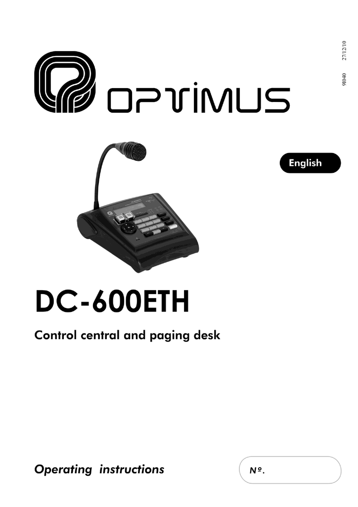 Optimus Dc 600eth Operating Instructions Manual Manualzz