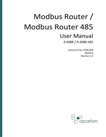 Aparian Modbus Router A-MBR, A-MBR-485 User Manual | Manualzz