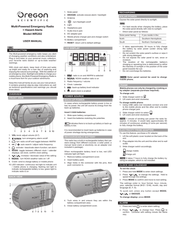 Multi-Powered Emergency Radio + Hazard Alerts Model:WR202 | Manualzz