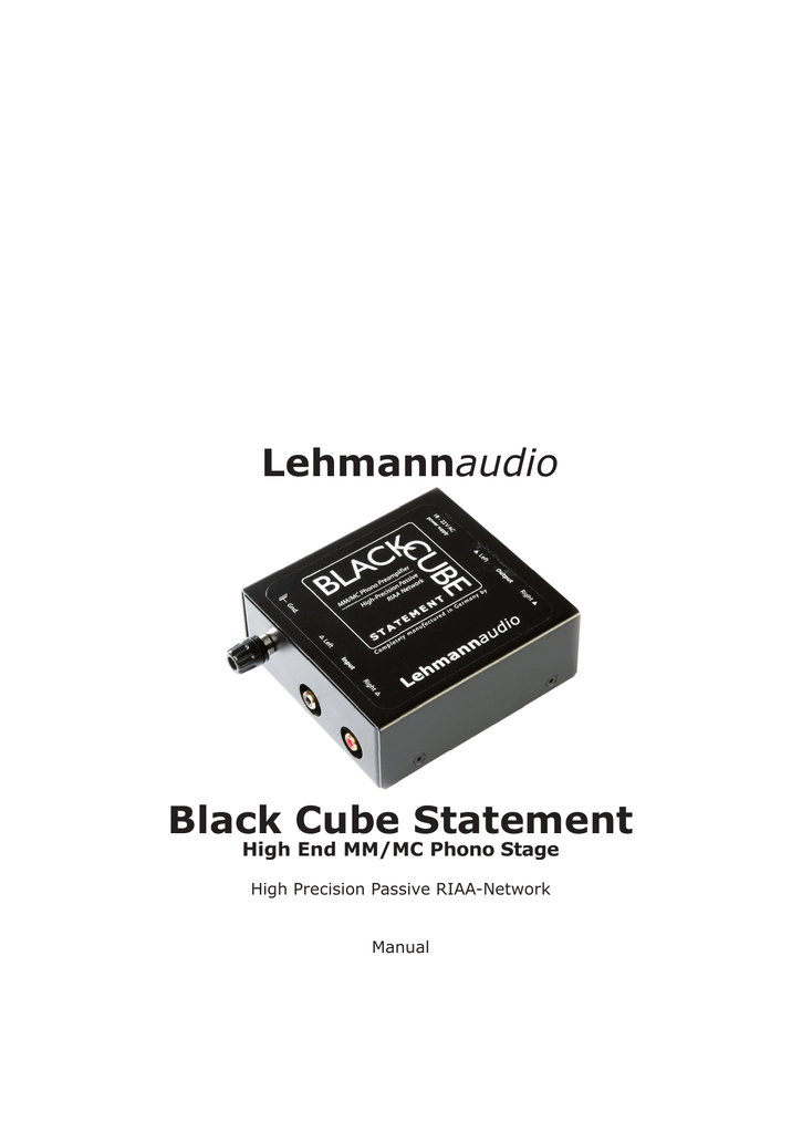 Фонокорректор Lehmann Audio Black Cube Statement схема. Lehmann Black Cube Statement схема.