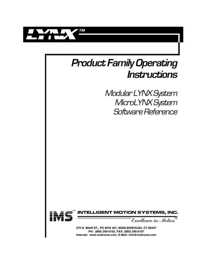 Ims Lynx Product Family Operating Instructions Manualzz