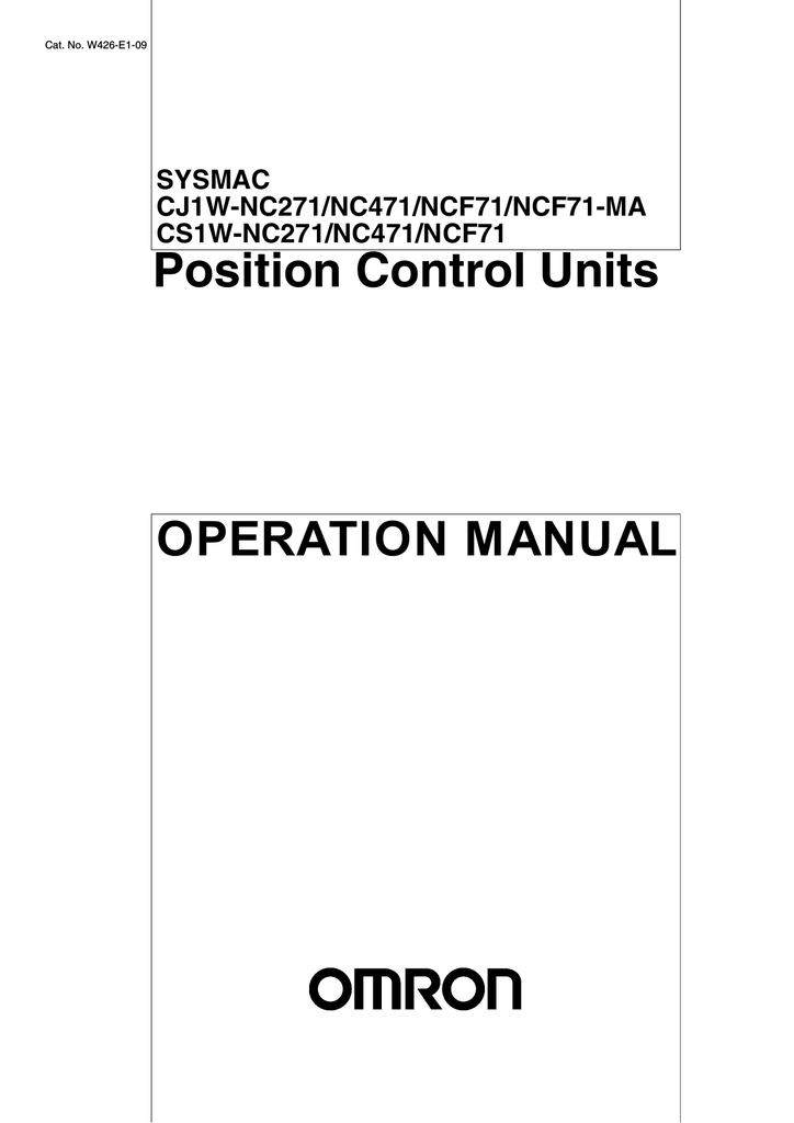 OPERATION MANUAL Position Control Units Manualzz