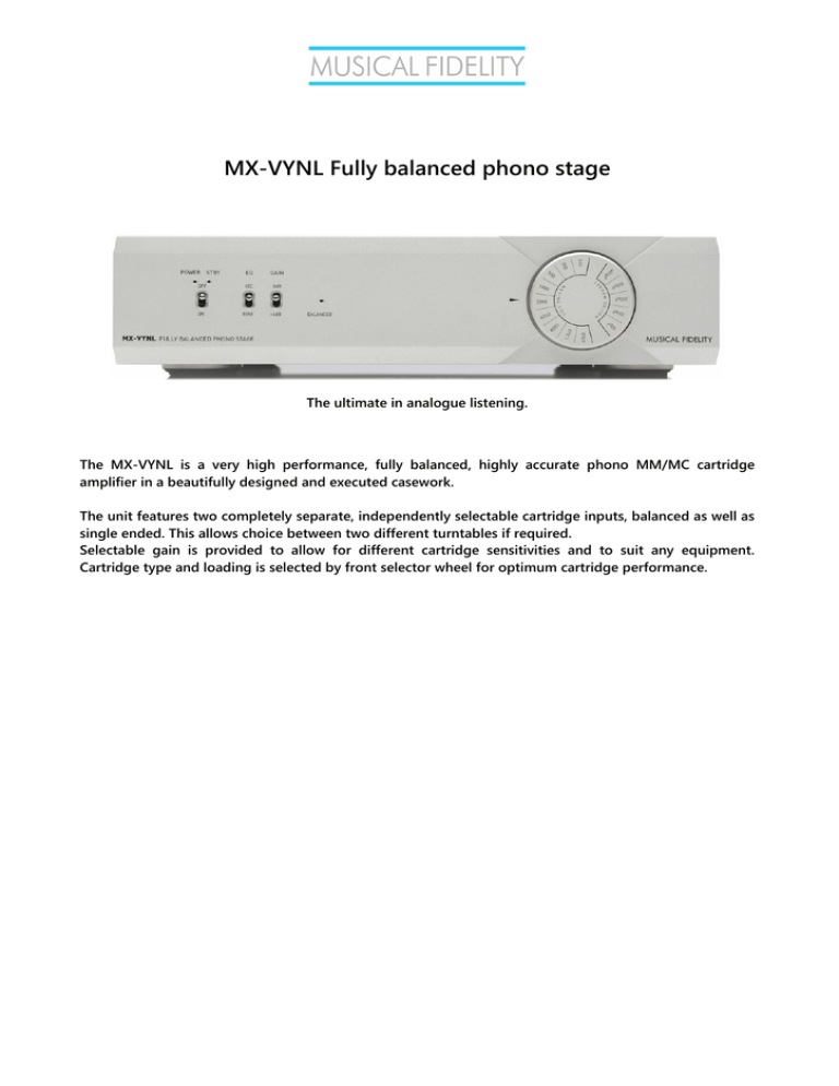 Musical Fidelity Mx Vynl User Guide Manualzz