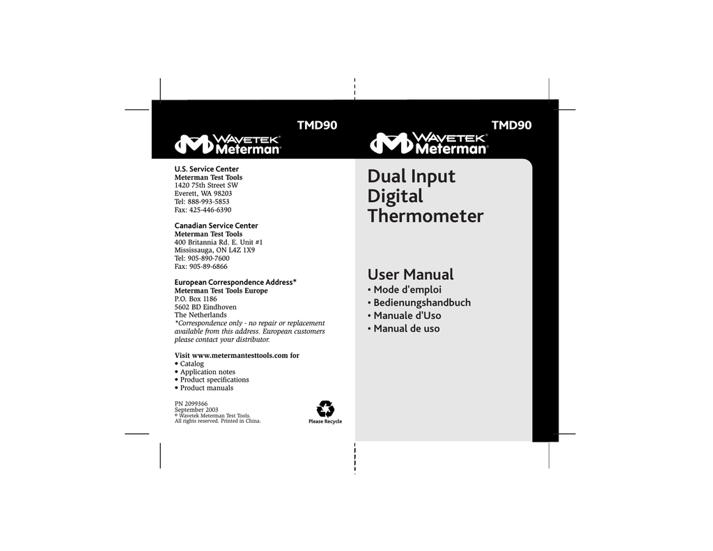 Dual Input Digital Thermometer User Manual Manualzz