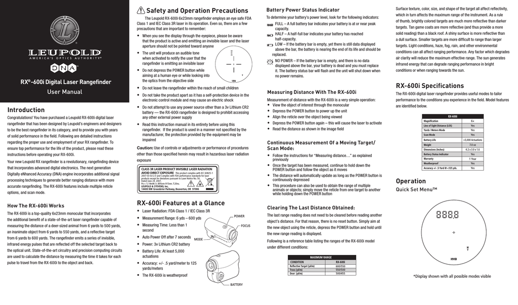 Leupold Rx600 Manual