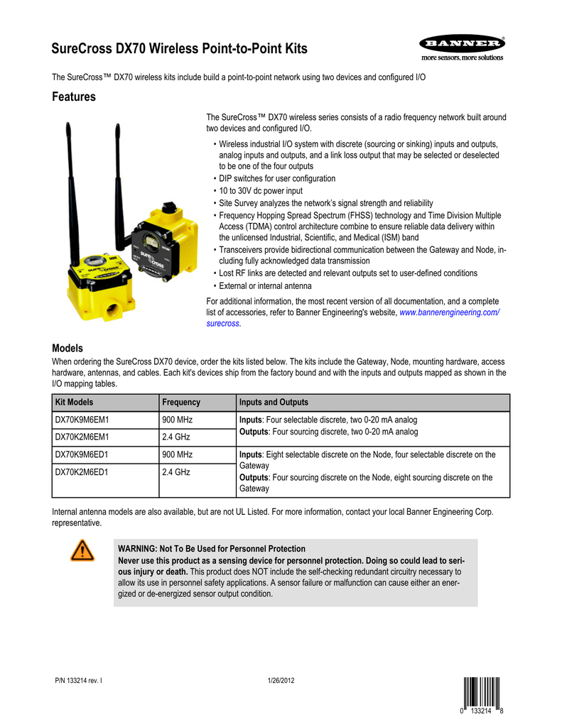 Surecross Dx70 Wireless Point To Point Kits Manualzz