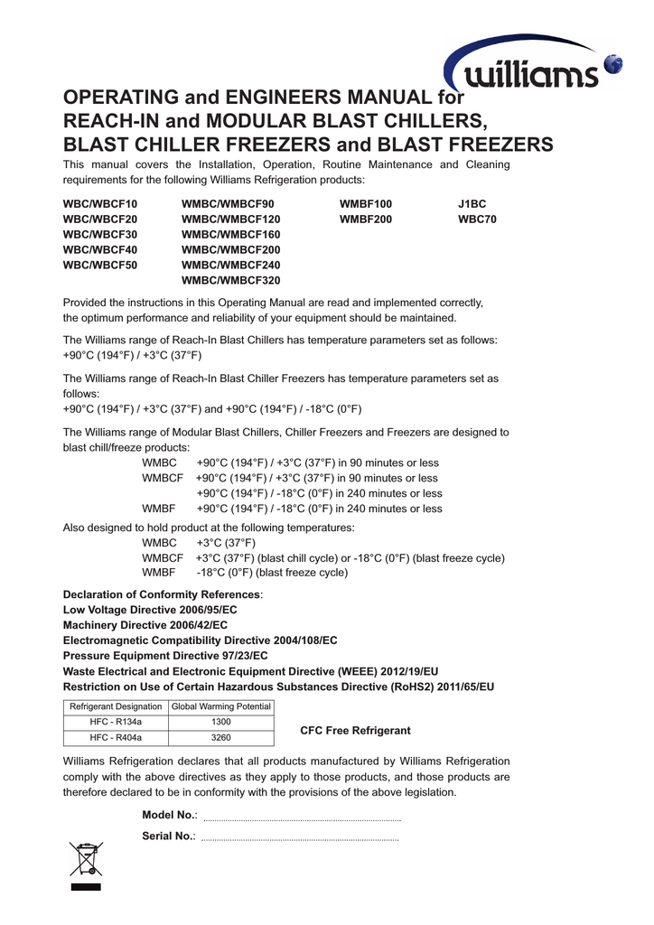 Blast Chiller Operating Manual Manualzz