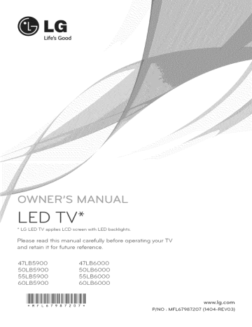 LG 60LB6000 LCD Television Owner's Manual | Manualzz