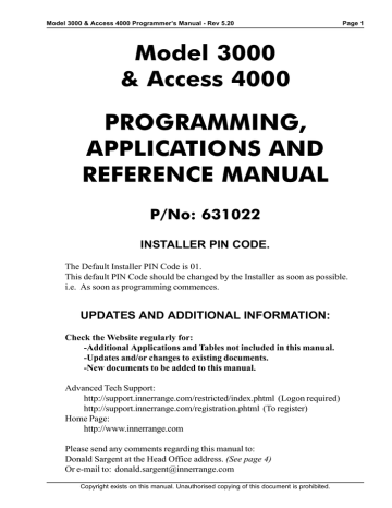 Inner Range Concept 3000 4000 Programming Manual V5 2 Manualzz