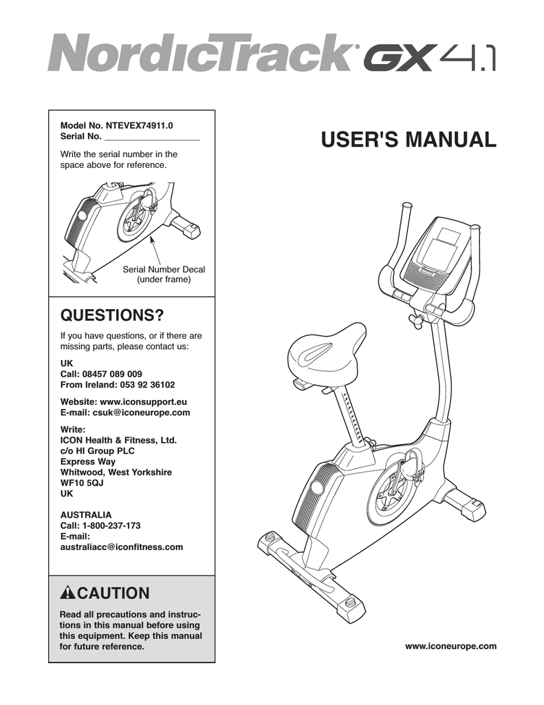 Nordictrack gx4 best sale 0 manual