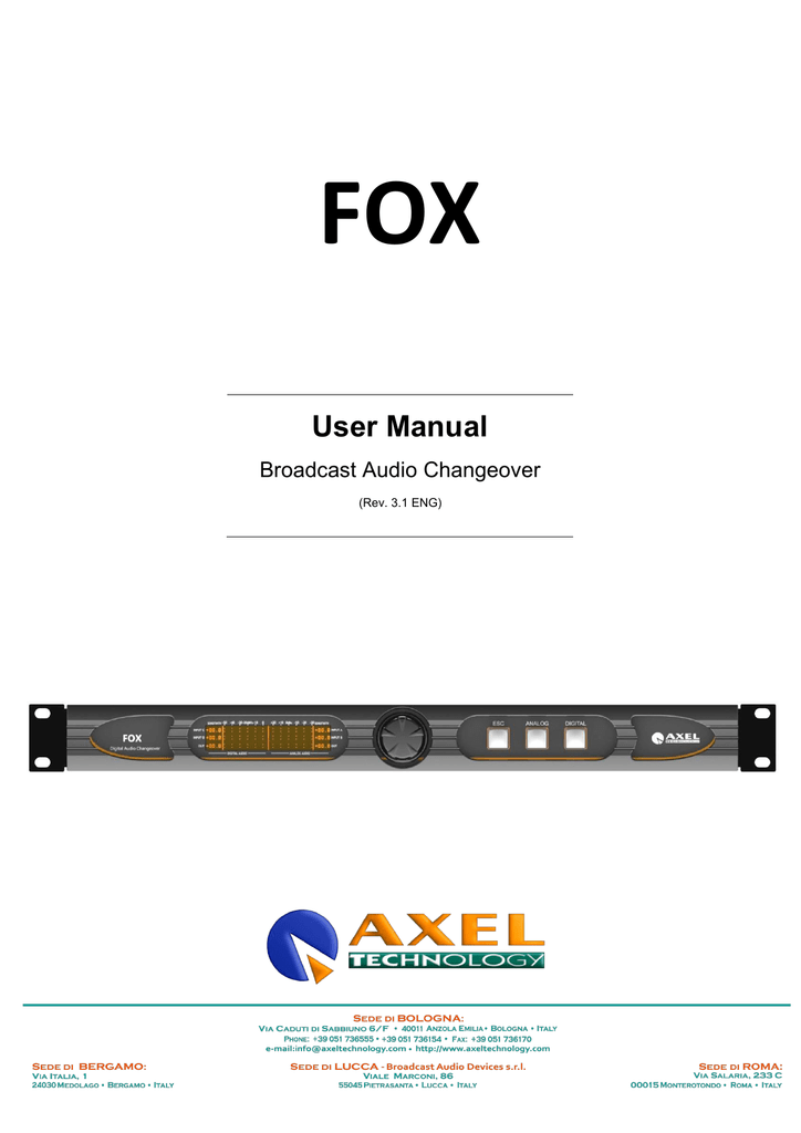 FOX User Manual Manualzz