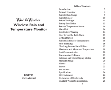 Wireless Rain and Temperature Monitor | Manualzz