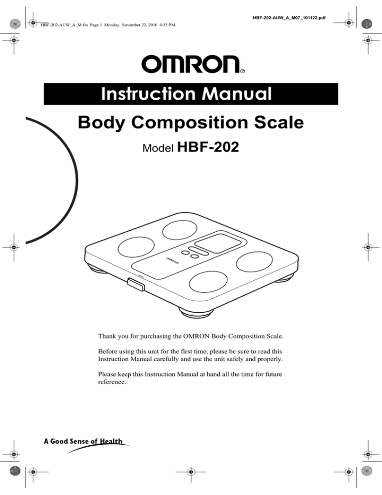 Instruction Manual Body Composition Scale Manualzz