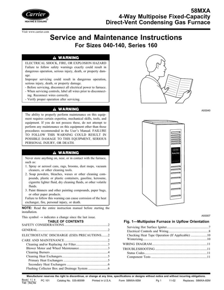 Bryant Series D, CONDENSING GAS FURNACE 350MAV User manual | Manualzz