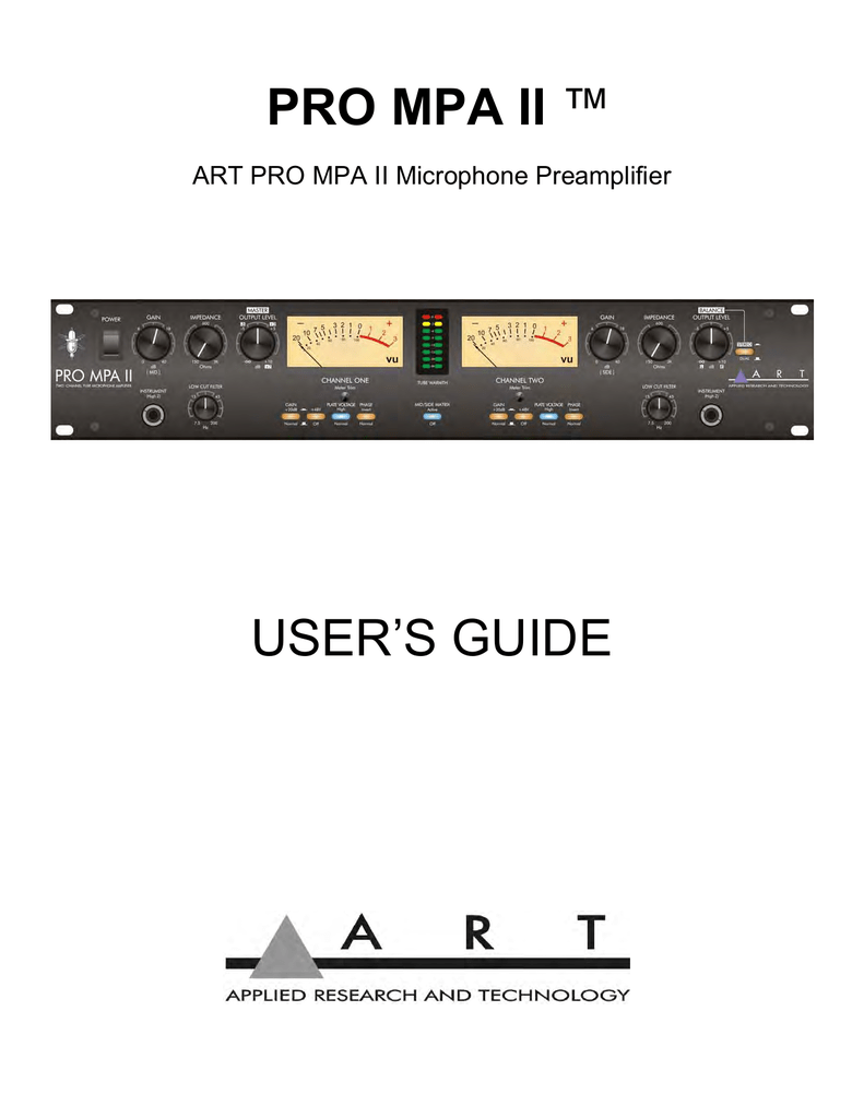 Art PRO MPA II User manual Manualzz