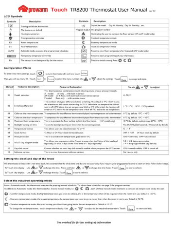 prowarm Touch TR8200 Thermostat User Manual | Manualzz