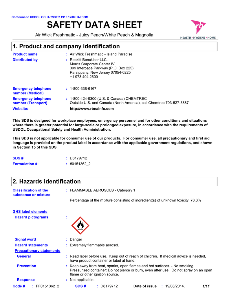 View Safety Data Sheet Air Wick Air Freshener PNG Best Information