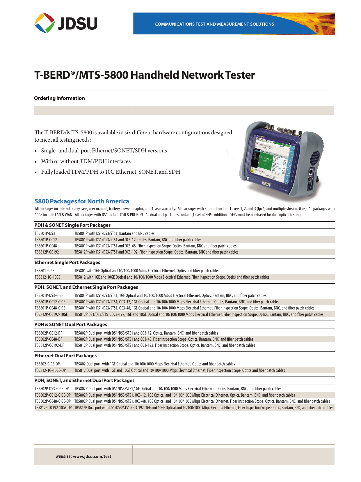 T-BERD®/MTS-5800 Handheld Network Tester