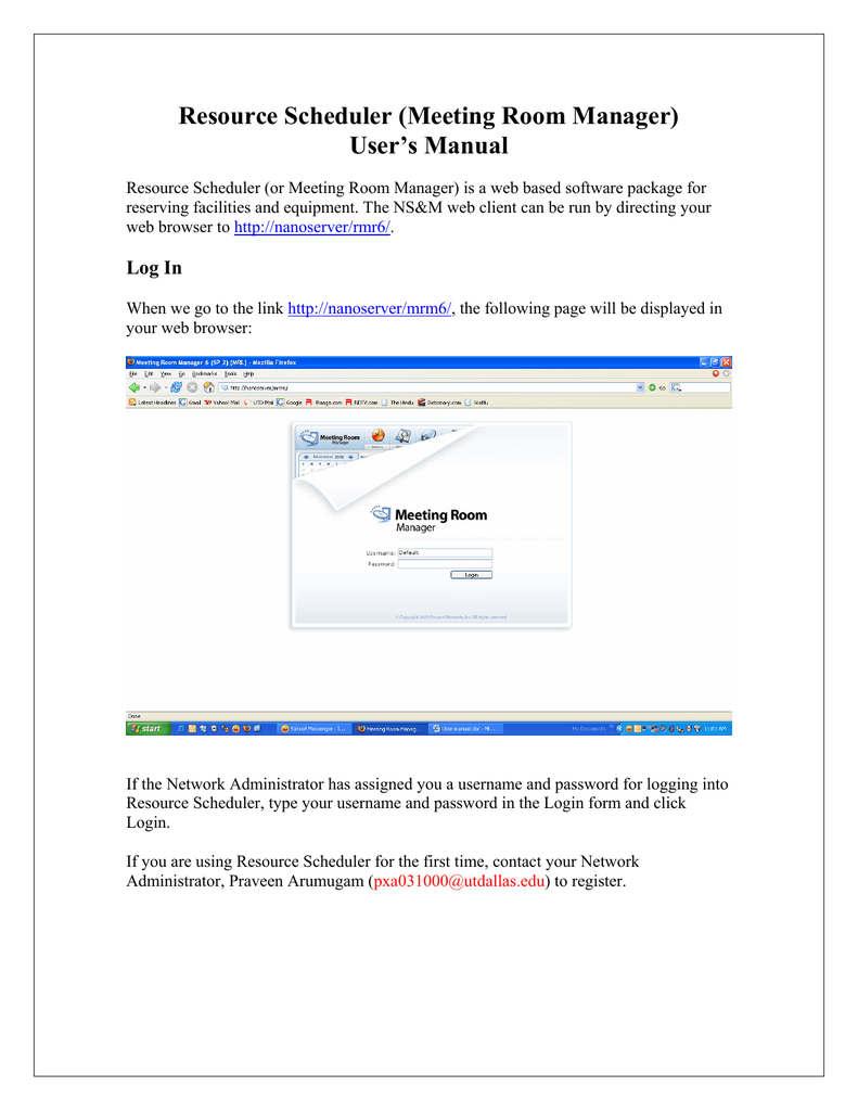 Resource Scheduler Meeting Room Manager User S Manual