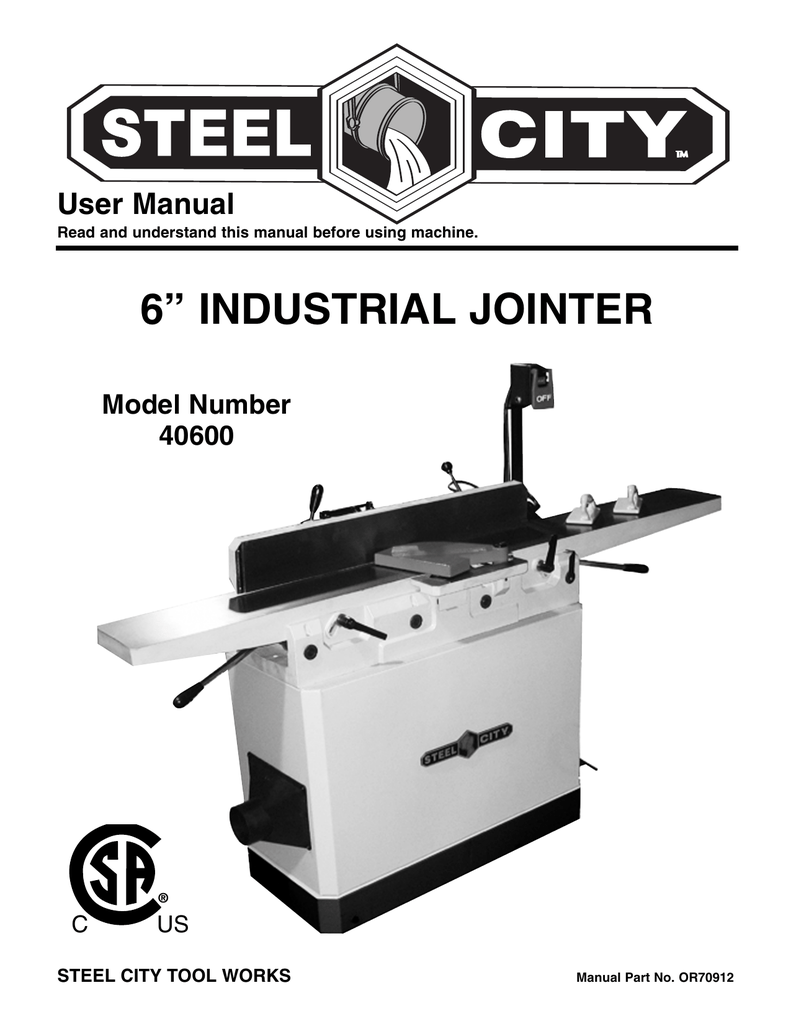 40600 6" Industrial Jointer Manualzz