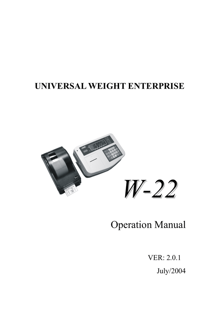 W22 User Manual Intelligent Weighing Technology, Inc. Manualzz