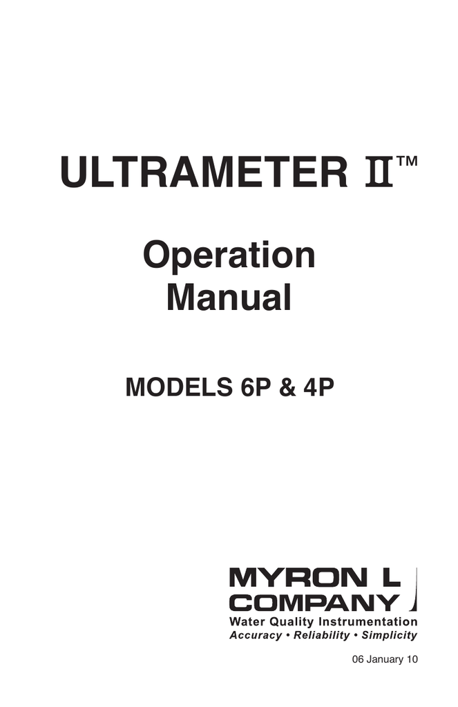 Myron L Meters Ultrameter II Water Level Meter User Manual | Manualzz
