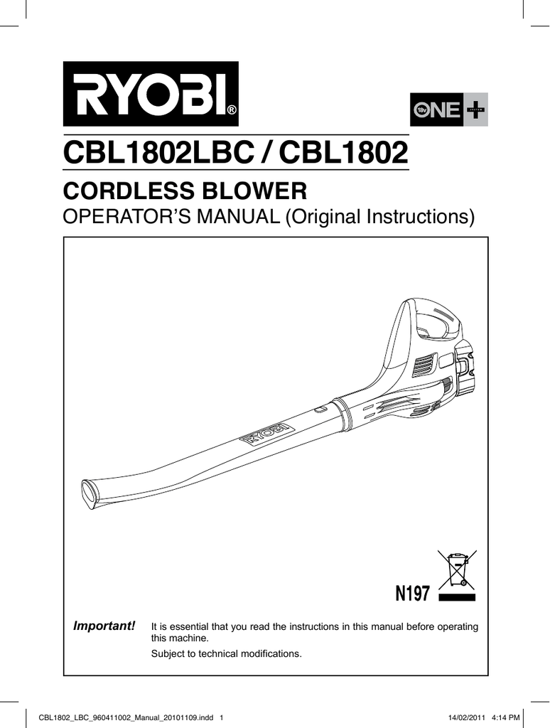 Ryobi CBL1802LBC Spare Parts