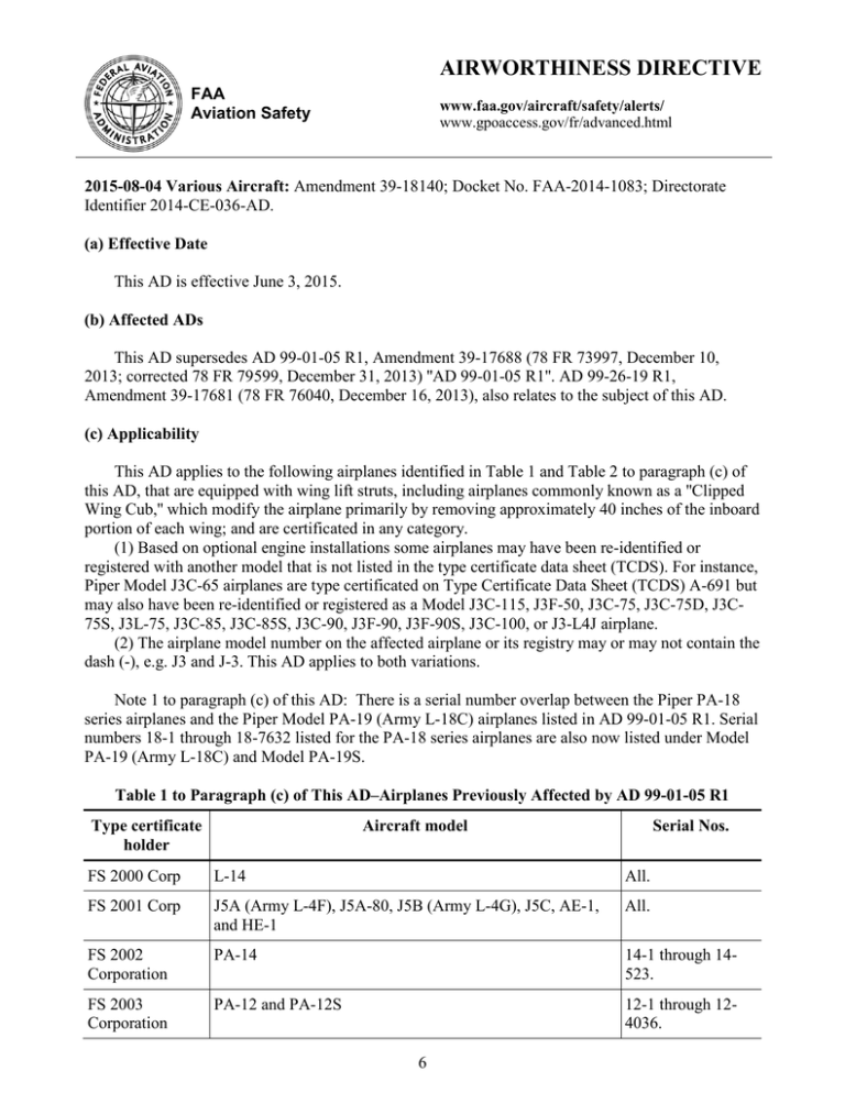 AIRWORTHINESS DIRECTIVE Manualzz