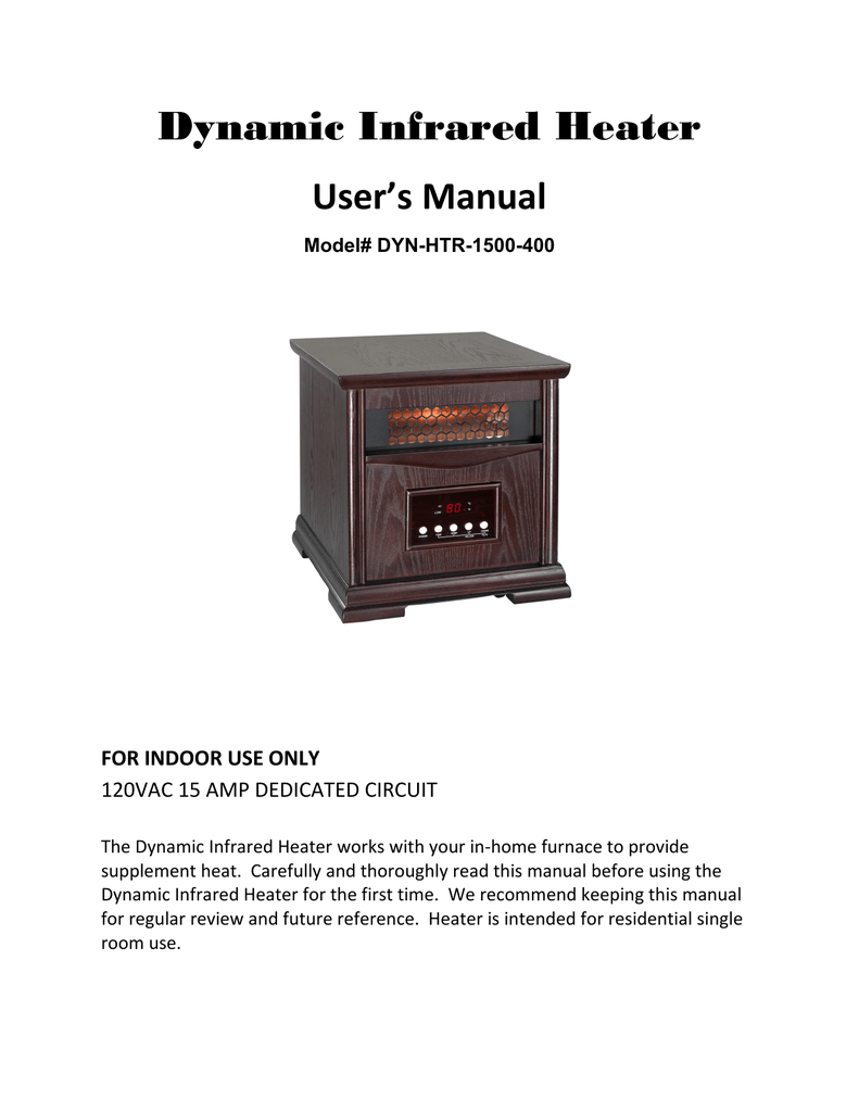 Dynamic Infrared Heater | Manualzz