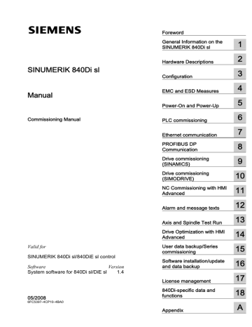 SINUMERIK 840Di sl Commissioning Manual | Manualzz